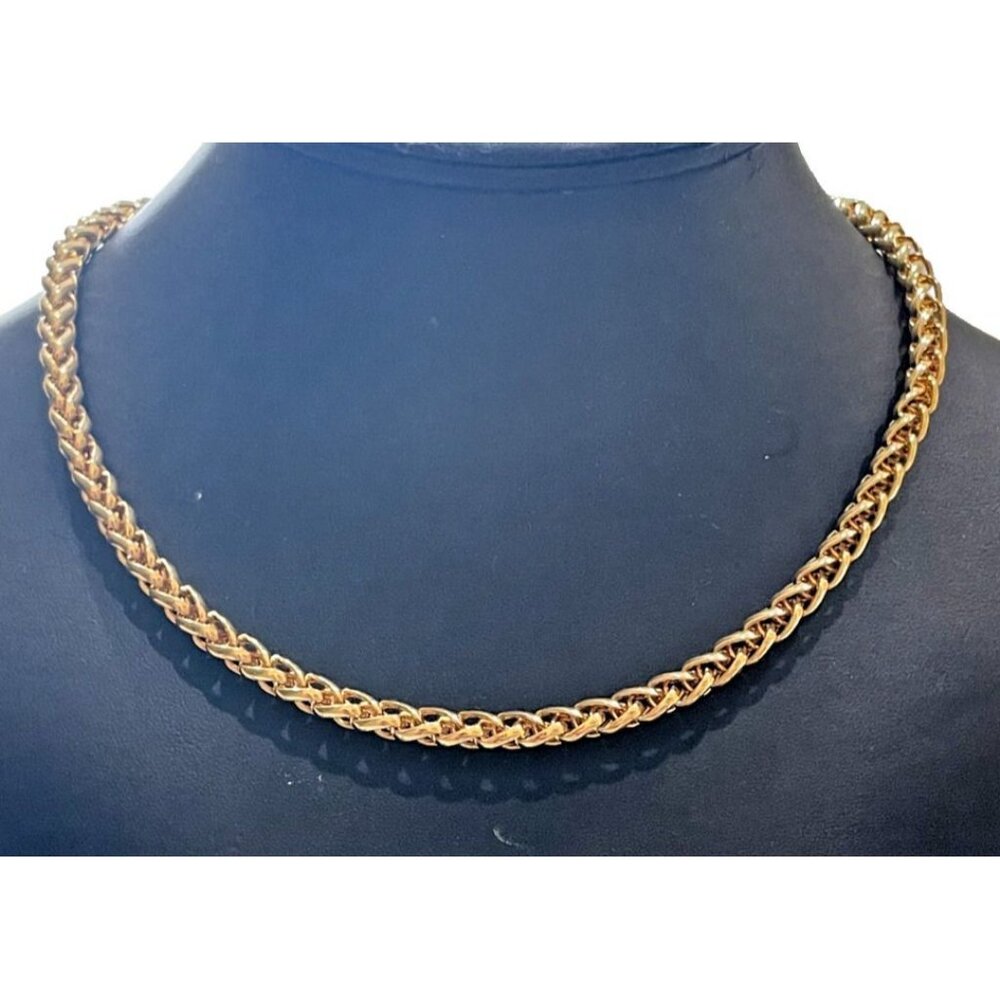 Luxurious Signed BC Lind Woven Chain Necklace 14K GE 18" Long